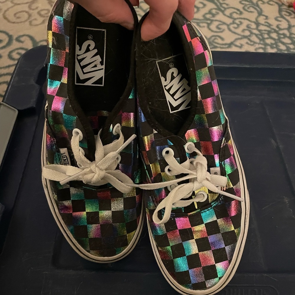 Vans Authentic Rainbow Checkerboard Sneakers Wome… - image 6